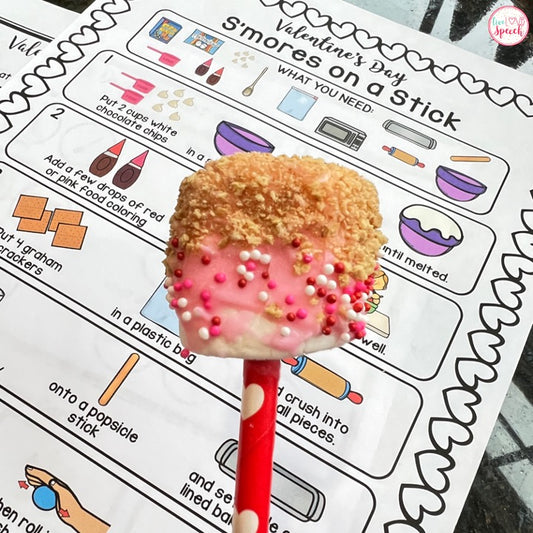 Valentine's Day S'mores on a Stick Visual Recipe | FREEBIE | Speech Therapy