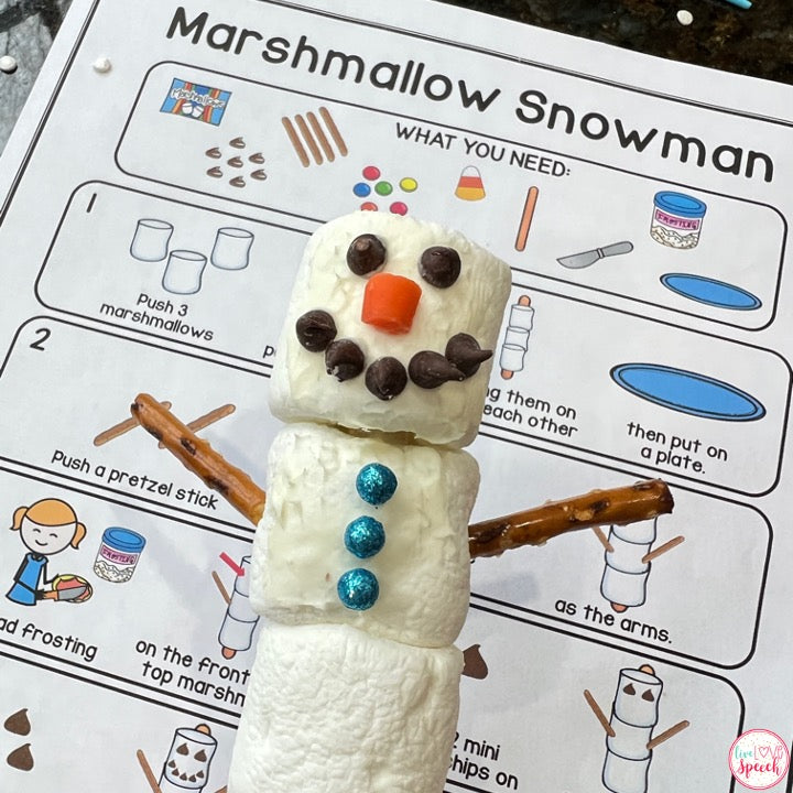 Marshmallow Snowman Visual Recipe | FREEBIE | Cooking with Kids | Speech Therapy