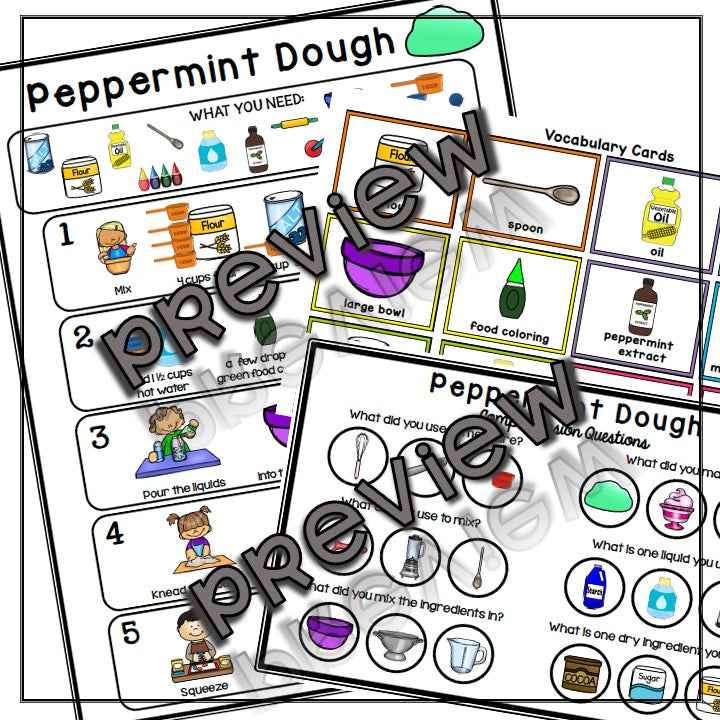 Peppermint Dough Visual Recipe | Freebie | Speech Therapy