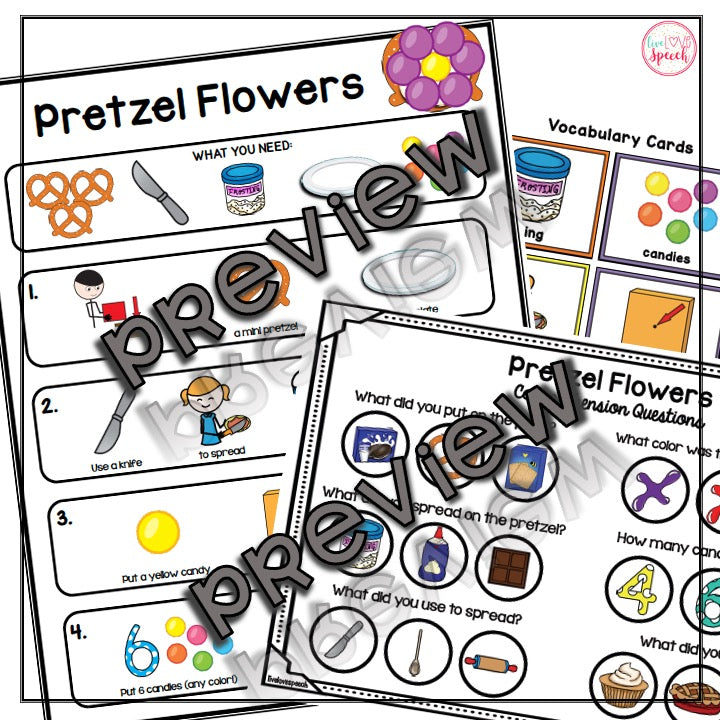 Pretzel Flowers Visual Recipe | Freebie | Cooking Activity