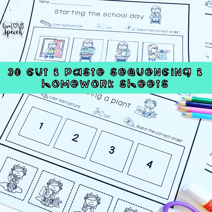 Grab N' Go Sequencing | Task Cards, Interactive Pieces, & BOOM Cards™ | Speech Therapy