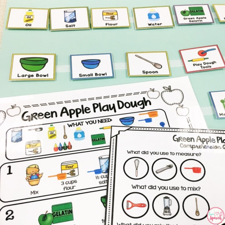 Green Apple Dough Visual Recipe | FREEBIE | Speech Therapy