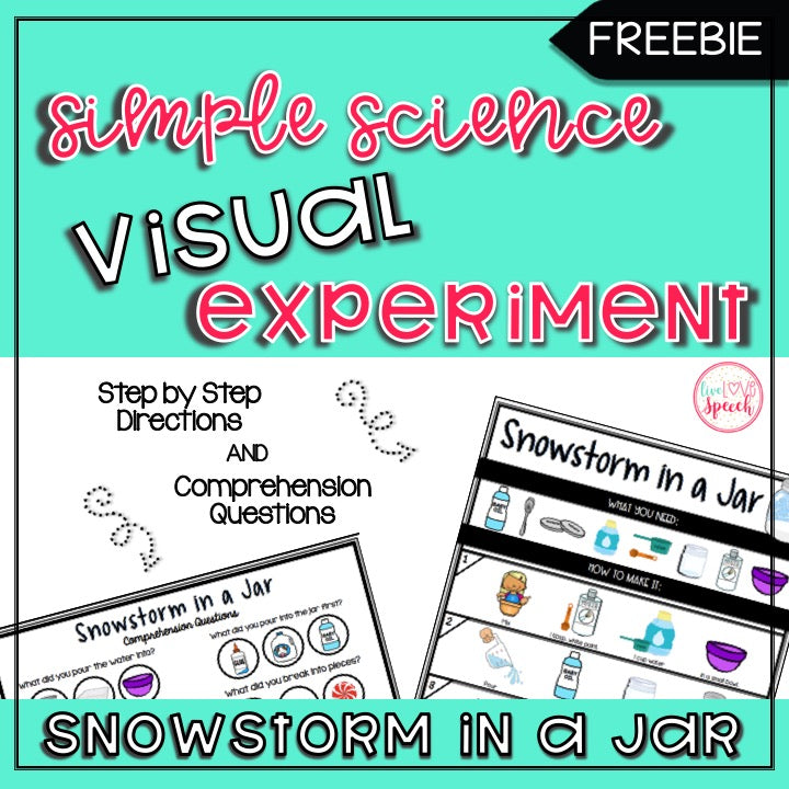 Simple Science VISUAL Experiment: Snowstorm in a Jar | FREEBIE | Speech Therapy