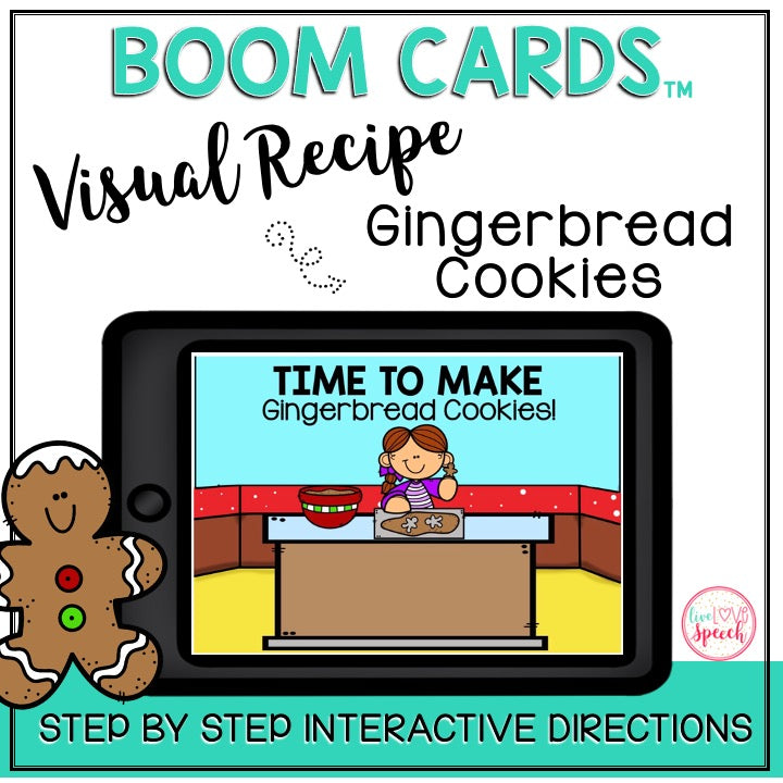 Visual Recipe BOOM Cards™ | MAKING GINGERBREAD COOKIES | Speech Therapy
