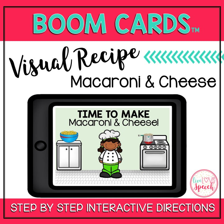 Visual Recipe BOOM Cards™ | MACARONI & CHEESE | Speech Therapy
