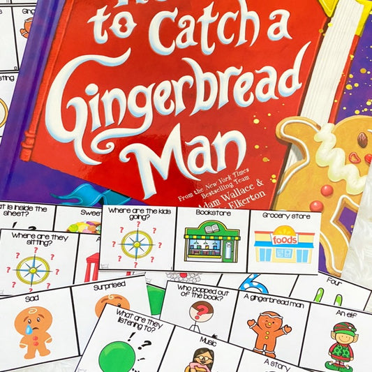 Adapted Book Piece Set | How to Catch a Gingerbread Man | BOOM Cards™ & Print | Speech Therapy
