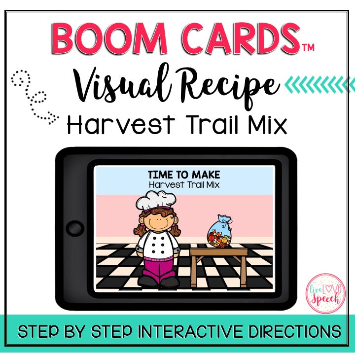 Visual Recipe BOOM Cards™ | Harvest Trail Mix | Speech Therapy