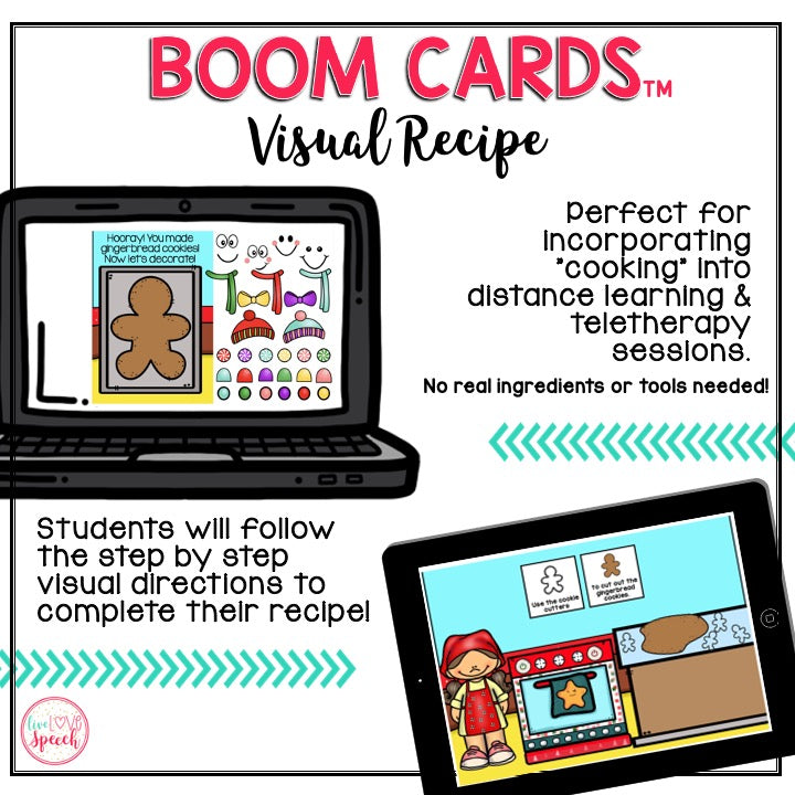 Visual Recipe BOOM Cards™ | MAKING GINGERBREAD COOKIES | Speech Therapy