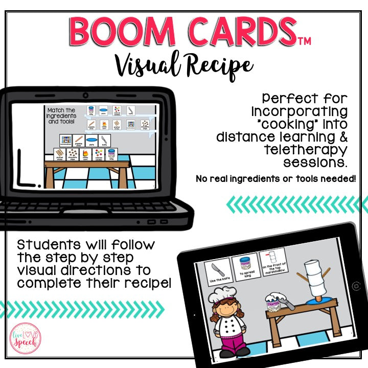 Visual Recipe BOOM Cards™ | MARSHMALLOW SNOWMAN | Speech Therapy