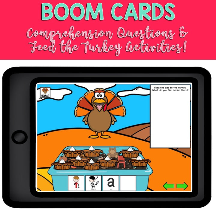 Adapted Book Piece Set | How to Catch a Turkey | BOOM Cards™ & Print | Speech Therapy