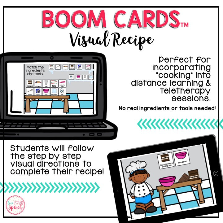 Visual Recipe BOOM Cards™ | DIRT CUPS | Speech Therapy