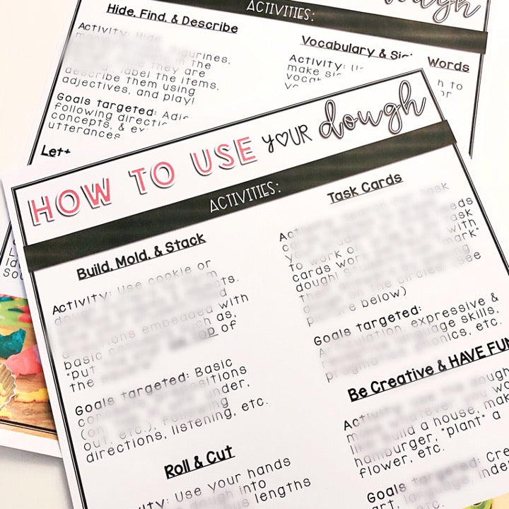No-Cook Dough Visual Recipe & Activity Guide | FREEBIE | Speech Therapy | Hands-On Learning