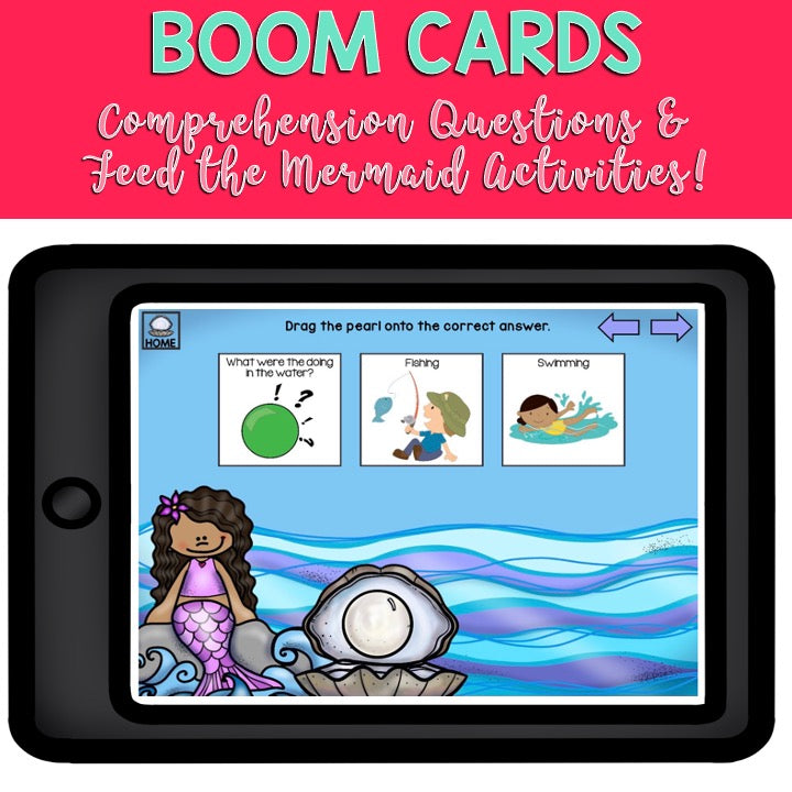 Adapted Book Piece Set | How to Catch a Mermaid | BOOM Cards™ & Print | Speech Therapy