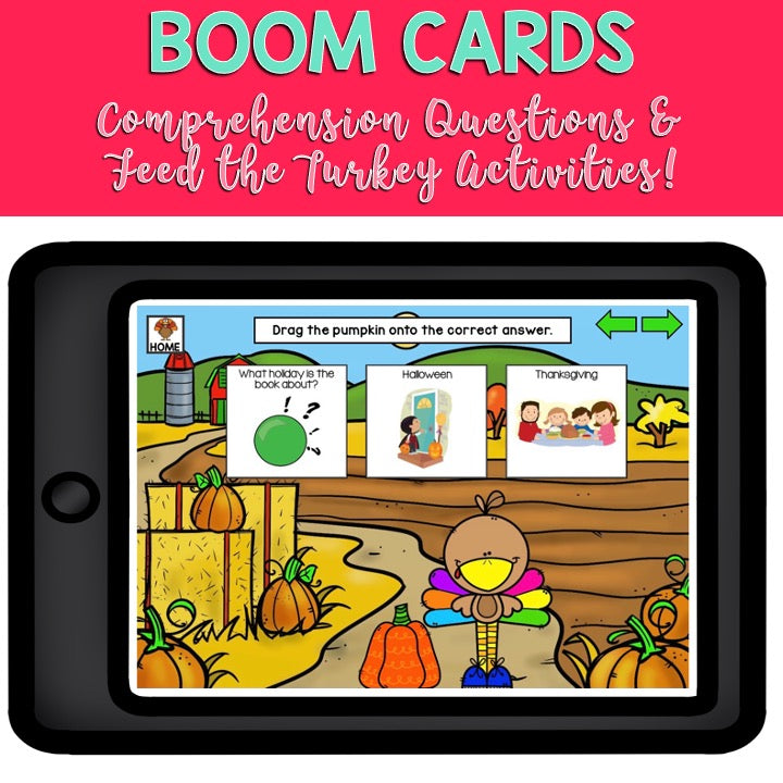 Adapted Book Piece Set | How to Catch a Turkey | BOOM Cards™ & Print | Speech Therapy