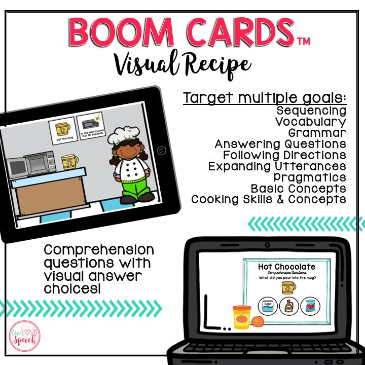 Visual Recipe BOOM Cards™ | MAKING HOT CHOCOLATE | Speech Therapy