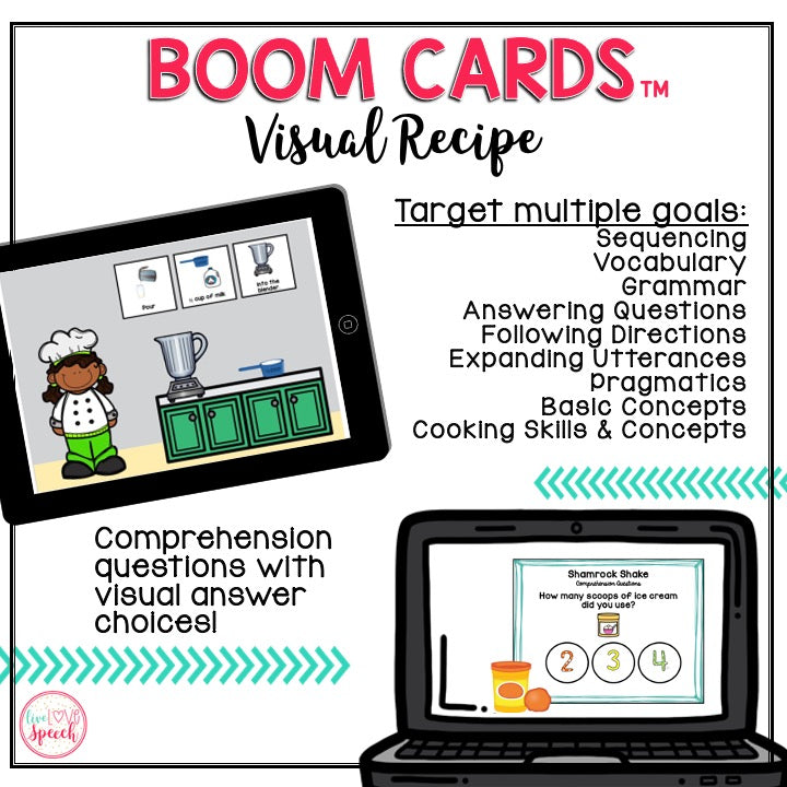 Visual Recipe BOOM Cards™ | SHAMROCK SHAKE | Speech Therapy