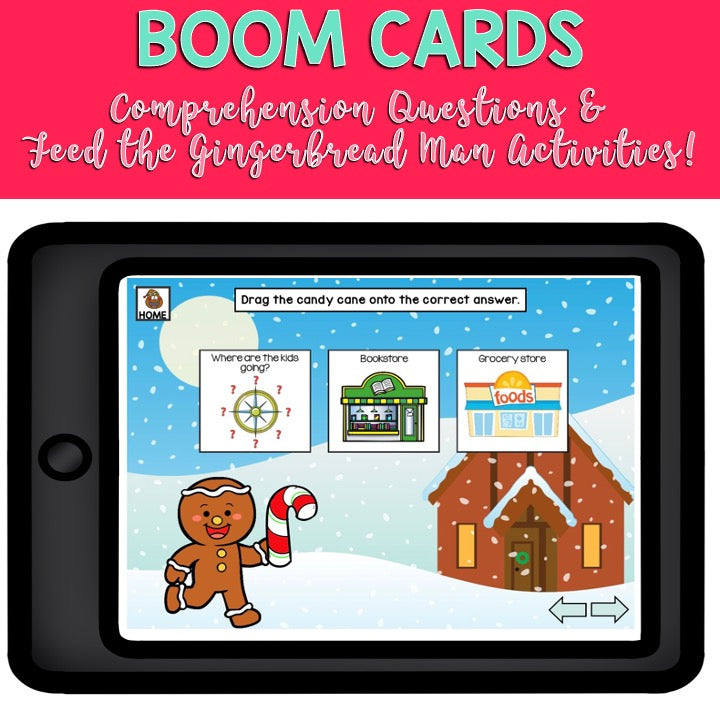 Adapted Book Piece Set | How to Catch a Gingerbread Man | BOOM Cards™ & Print | Speech Therapy
