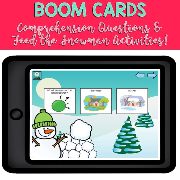 Adapted Book Piece Set | How to Catch a Snowman | BOOM Cards™ & Print | Speech Therapy