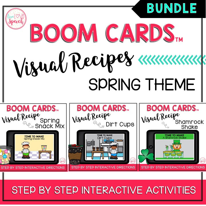 Visual Recipe BOOM Cards™ BUNDLE | SPRING THEME | Speech Therapy