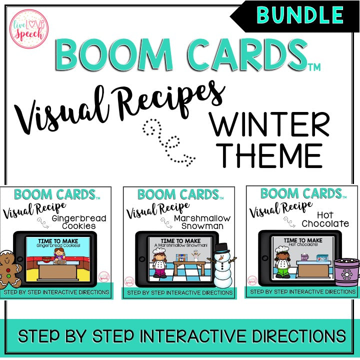 Visual Recipe BOOM Cards™ BUNDLE | WINTER THEME | Speech Therapy