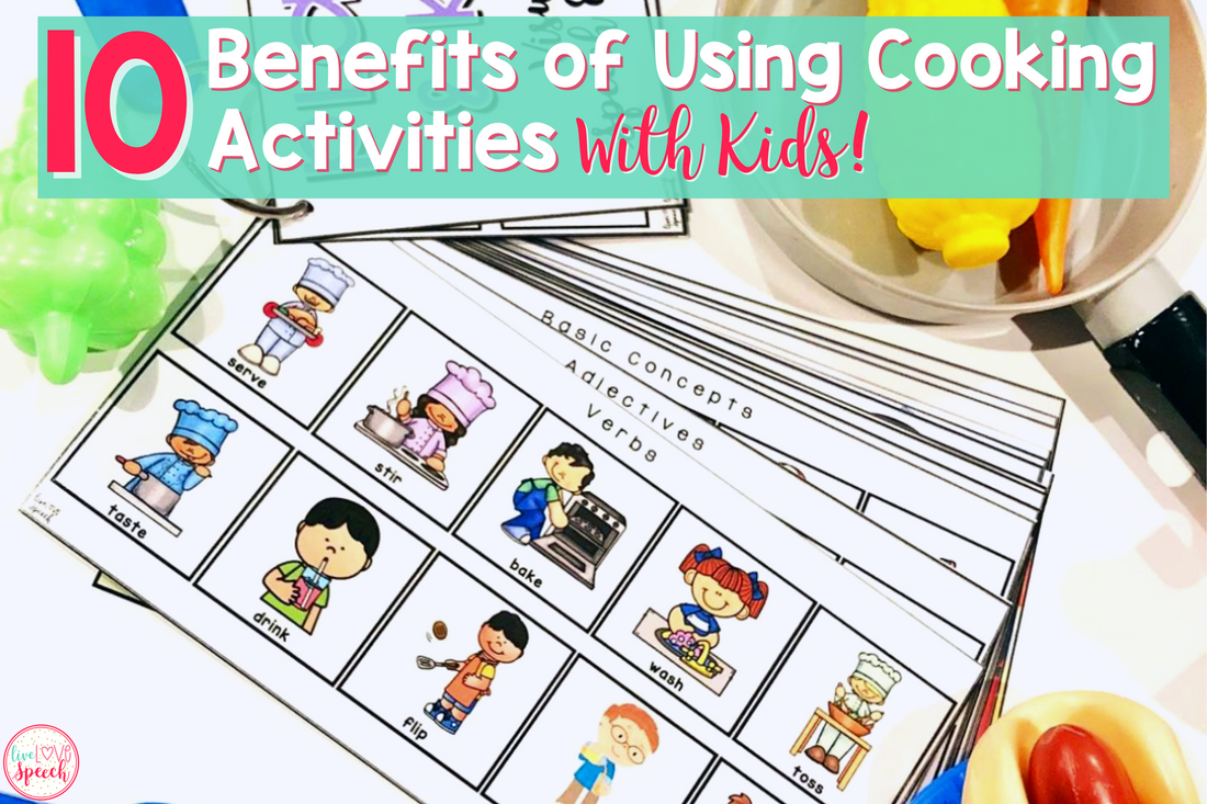 Cooking with kids is an amazing way to get in some vocabulary practice along with fine motor skills practice in a fun and engaging way your speech therapy students will love. 