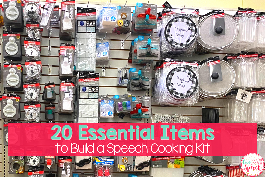 Use these 20 essential items to build a speech cooking kit for your classroom without spending a fortune. 