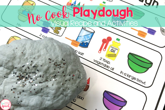 The perfect no cook playdough recipe is perfect for home or classroom use.  This free download also includes a visual recipe card for kids as well as ideas for easy to do activities.  Grab your free no cook playdough pack today.