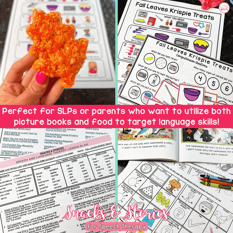 Fall Snacks and Stories for Speech Therapy | Cheat Sheets, ABP, Visual Recipe