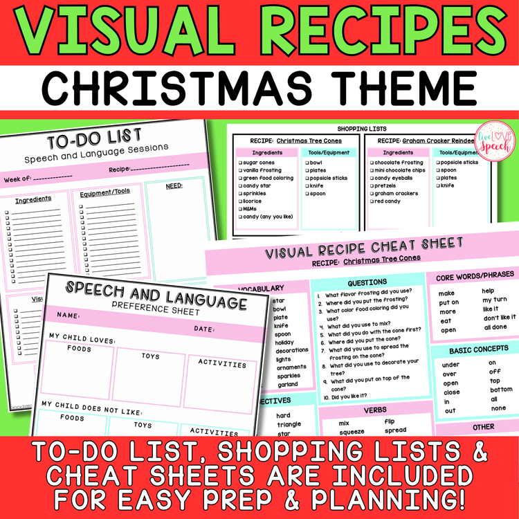 Visual Recipes for Speech Therapy | Christmas Theme | Life Skills
