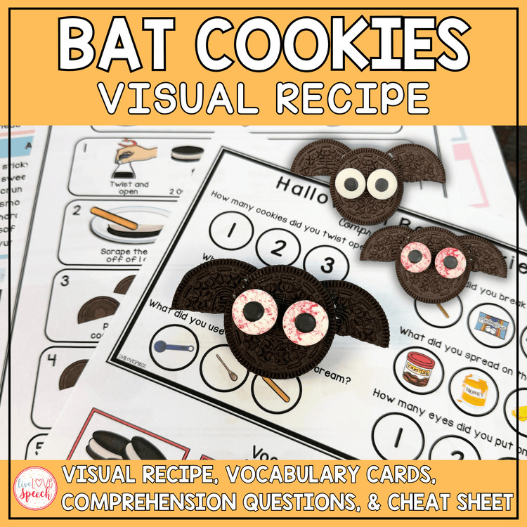 Bat Cookies Visual Recipe | Halloween Theme Cooking Activity | Cooking with Kids