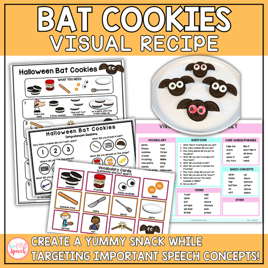 Bat Cookies Visual Recipe | Halloween Theme Cooking Activity | Cooking with Kids