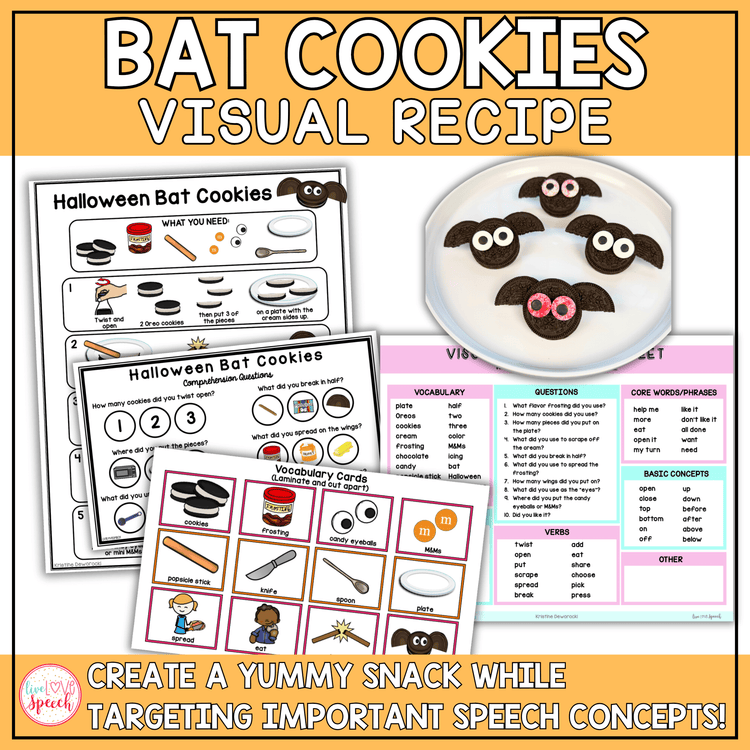 Bat Cookies Visual Recipe | Halloween Theme Cooking Activity | Cooking with Kids