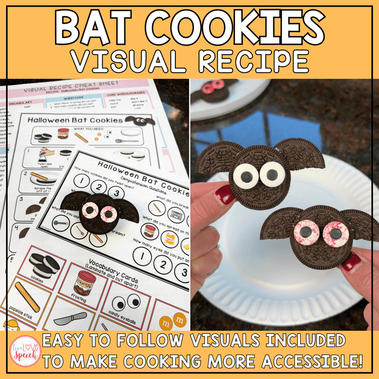 Bat Cookies Visual Recipe | Halloween Theme Cooking Activity | Cooking with Kids