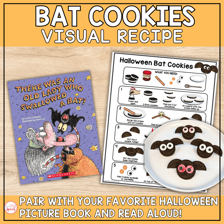 Bat Cookies Visual Recipe | Halloween Theme Cooking Activity | Cooking with Kids
