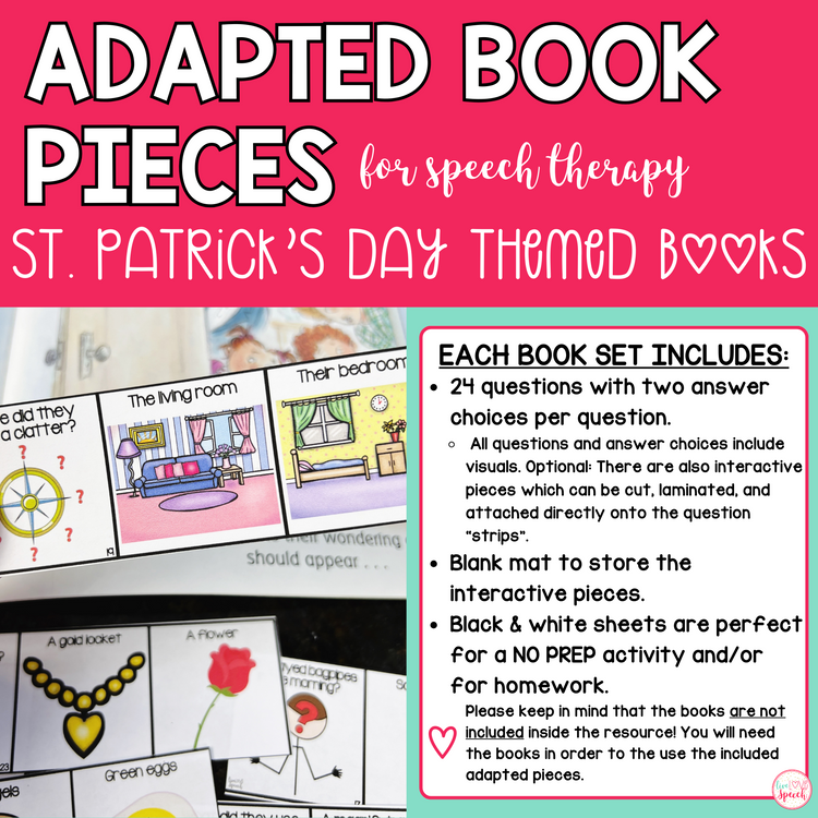 St. Patrick's Day Adapted Book Pieces for Speech Therapy | Special Education