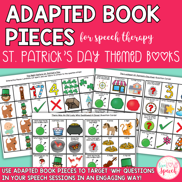 St. Patrick's Day Adapted Book Pieces for Speech Therapy | Special Education