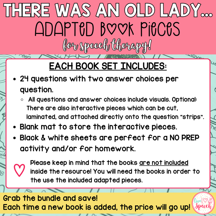 There Was an Old Lady Who Swallowed a...Adapted Book Pieces | GROWING BUNDLE