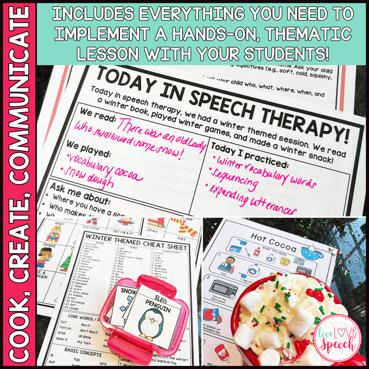 WINTER Themed Speech Therapy Activity Pack | Cook, Create, Communicate!