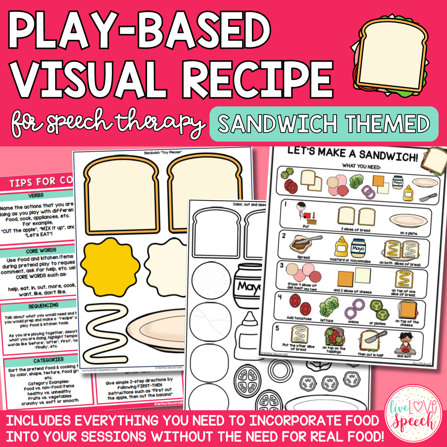 Play-Based Visual Recipe Resource for Speech Therapy | Sandwich Themed ...