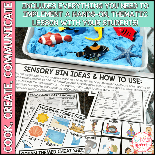 Ocean Themed Speech Therapy Activity Pack | Cook, Create, Communicate