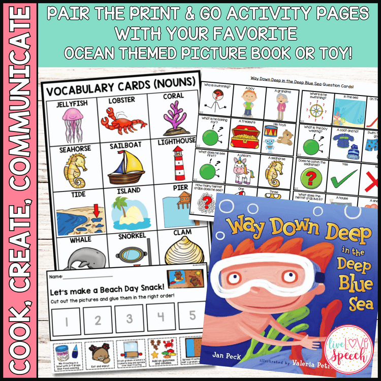Ocean Themed Speech Therapy Activity Pack | Cook, Create, Communicate