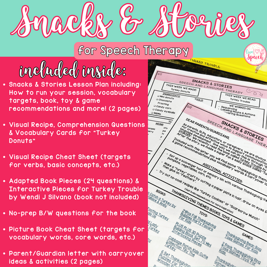 Thanksgiving Snacks and Stories for Speech Therapy | Speech Therapy Activities