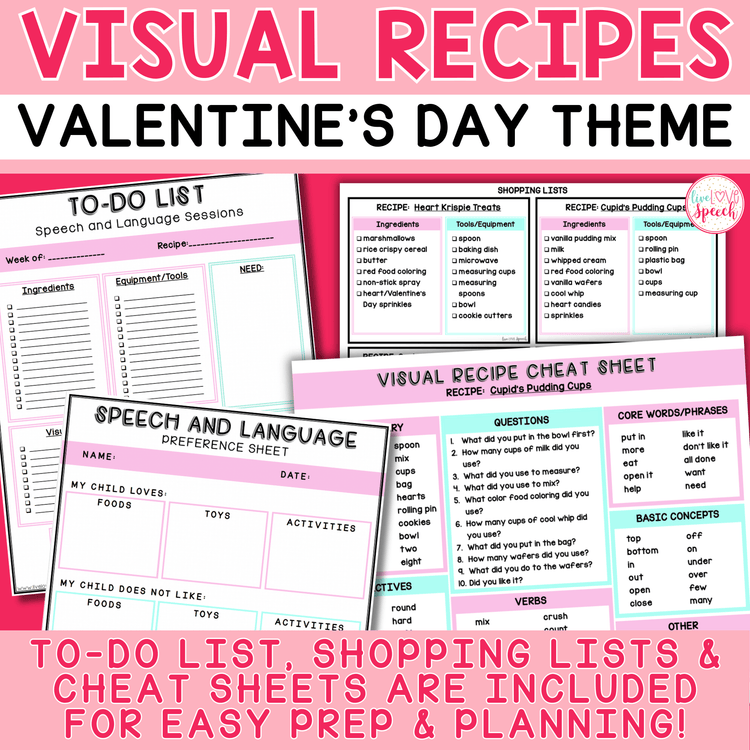 Visual Recipes for Speech Therapy | VALENTINE'S DAY THEME | Life Skills