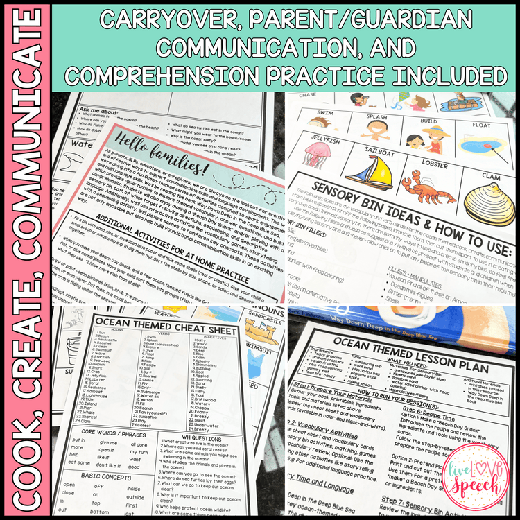 Ocean Themed Speech Therapy Activity Pack | Cook, Create, Communicate