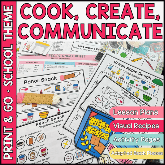 Back to School Themed Speech Therapy Activity Pack | Cook, Create, Communicate