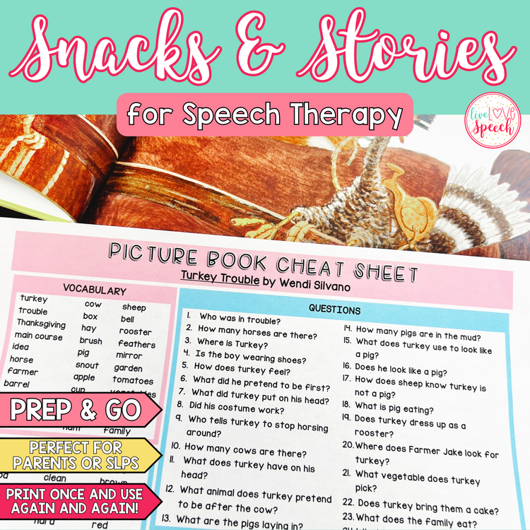 Thanksgiving Snacks and Stories for Speech Therapy | Speech Therapy Activities