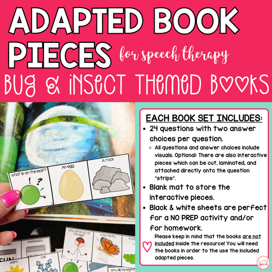Bugs/Insects Adapted Book Pieces for Speech Therapy | Special Education
