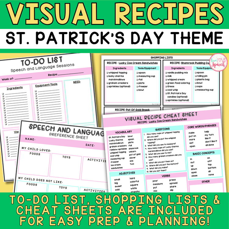 Visual Recipes for Speech Therapy | ST. PATRICK'S DAY THEME | Life Skills