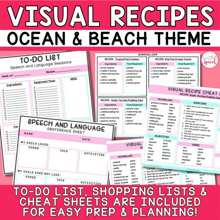 Visual Recipes for Speech Therapy | OCEAN & BEACH THEME | Lifeskills