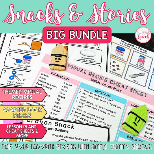 Snacks & Stories BIG BUNDLE for Speech Therapy | Book Companions Visual Recipes